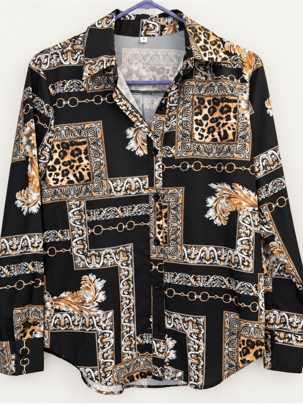 Leopard Print Button-Front Blouse